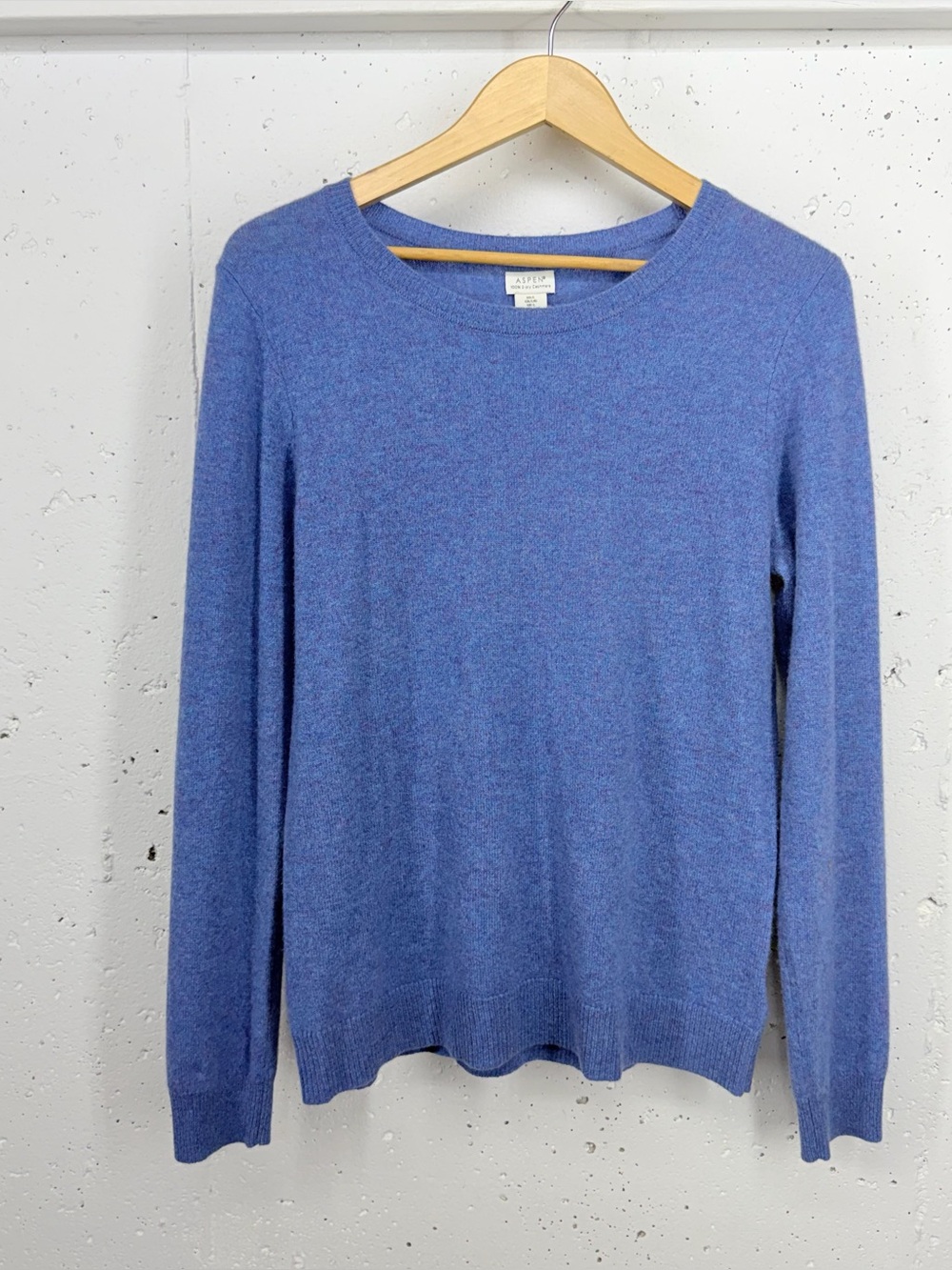 Aspen Women’s Size Large Periwinkle Blue 100% 2 Ply Cashmere Crewneck Sweater